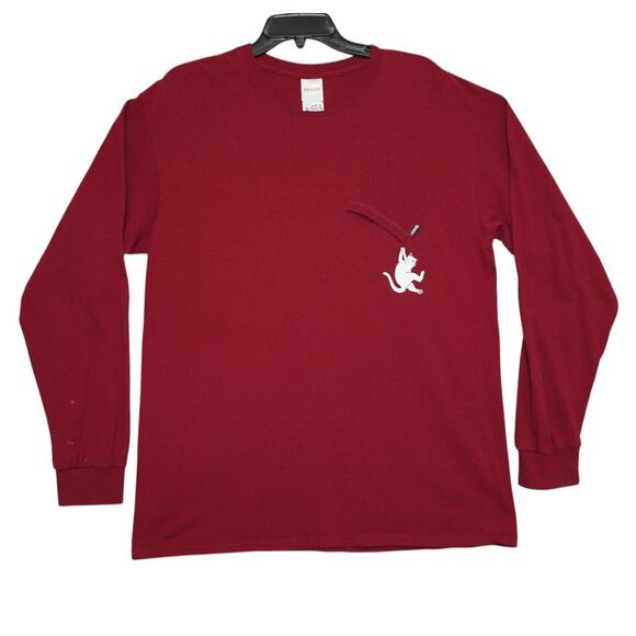 RIPNDIP Lord Nermal Maroon Pocket Long Sleeve Tee – Size Large - Picture 1 of 4